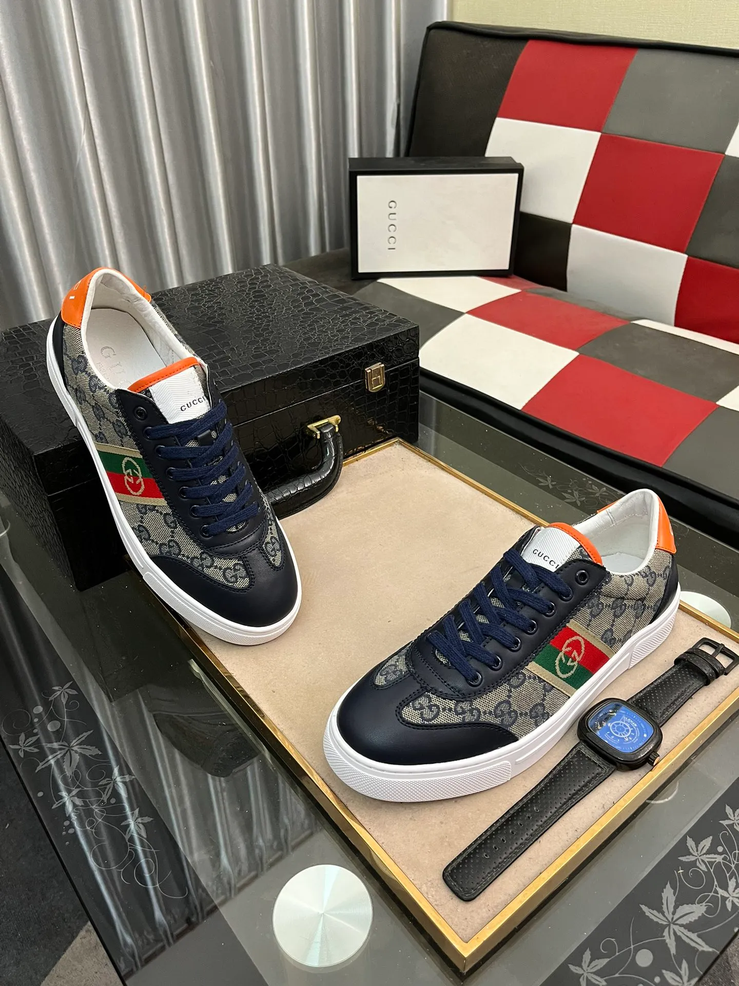 Men's shoes 💰400⌚️⌚️《Gucci*》The latest hot-selling casual shoes, top brand [seduce] luxury~purchase, top~quality. [Strong] The upper is made of imported breathable mesh with material ➕ breathable sports lining (•) and fine workmanship. Original personalized fashionable soft rubber wear-resistant outsole, size: 38-443⃣️colors available